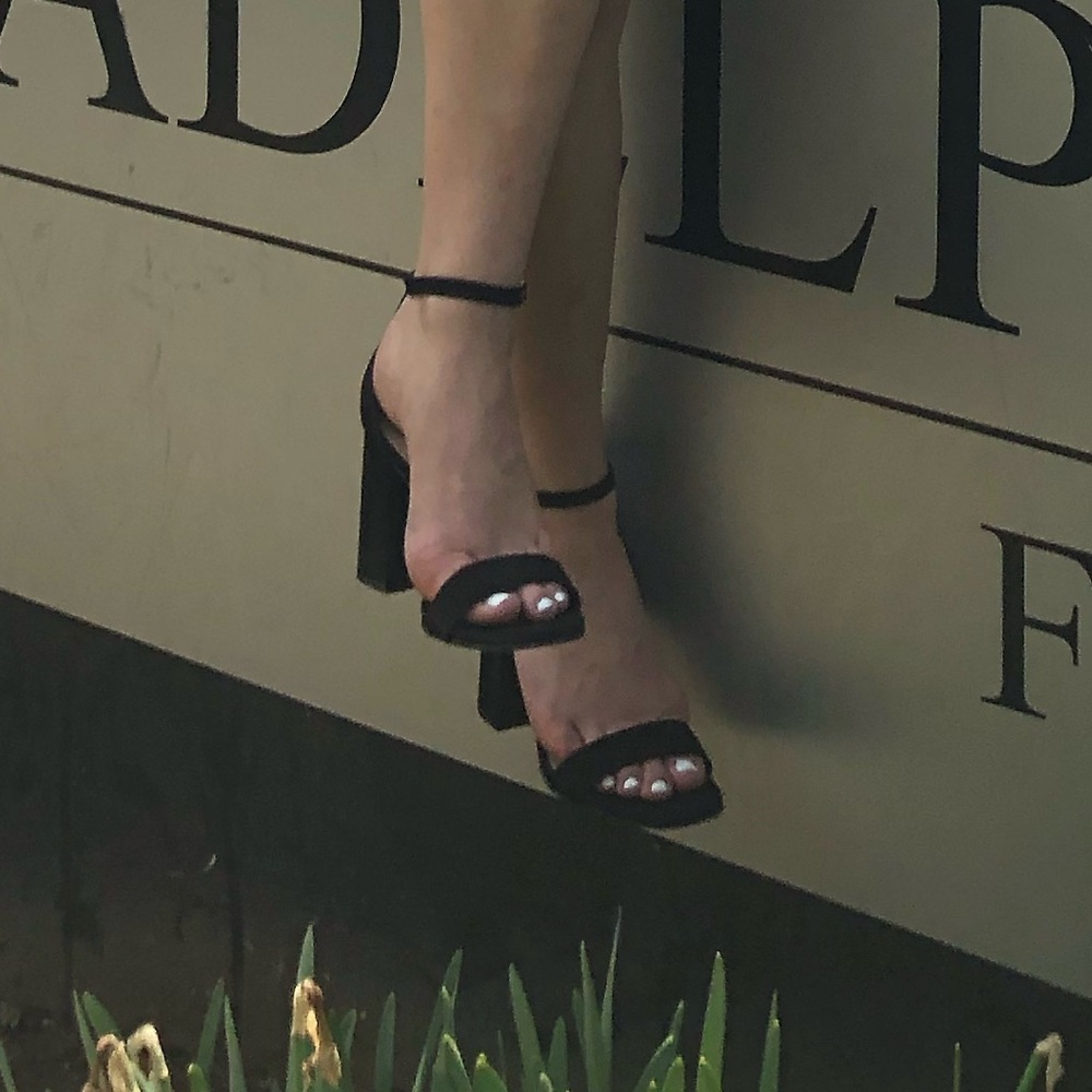 Black strappy heels